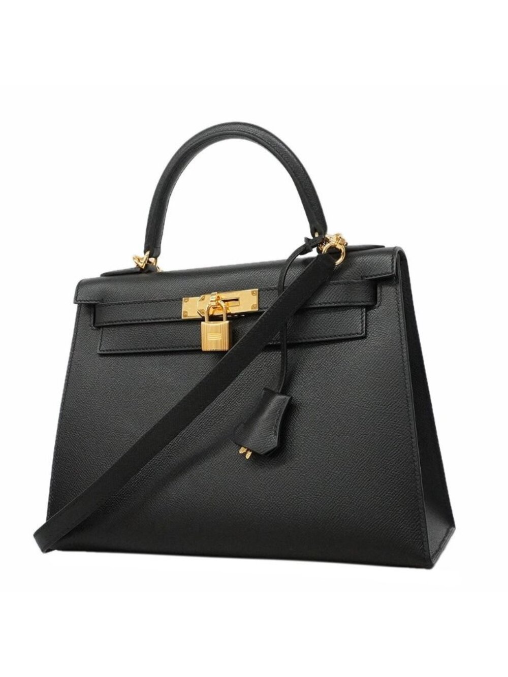 Hermes Handbag Kelly 28 Veau Epsom Black Gold 2-Way Bag